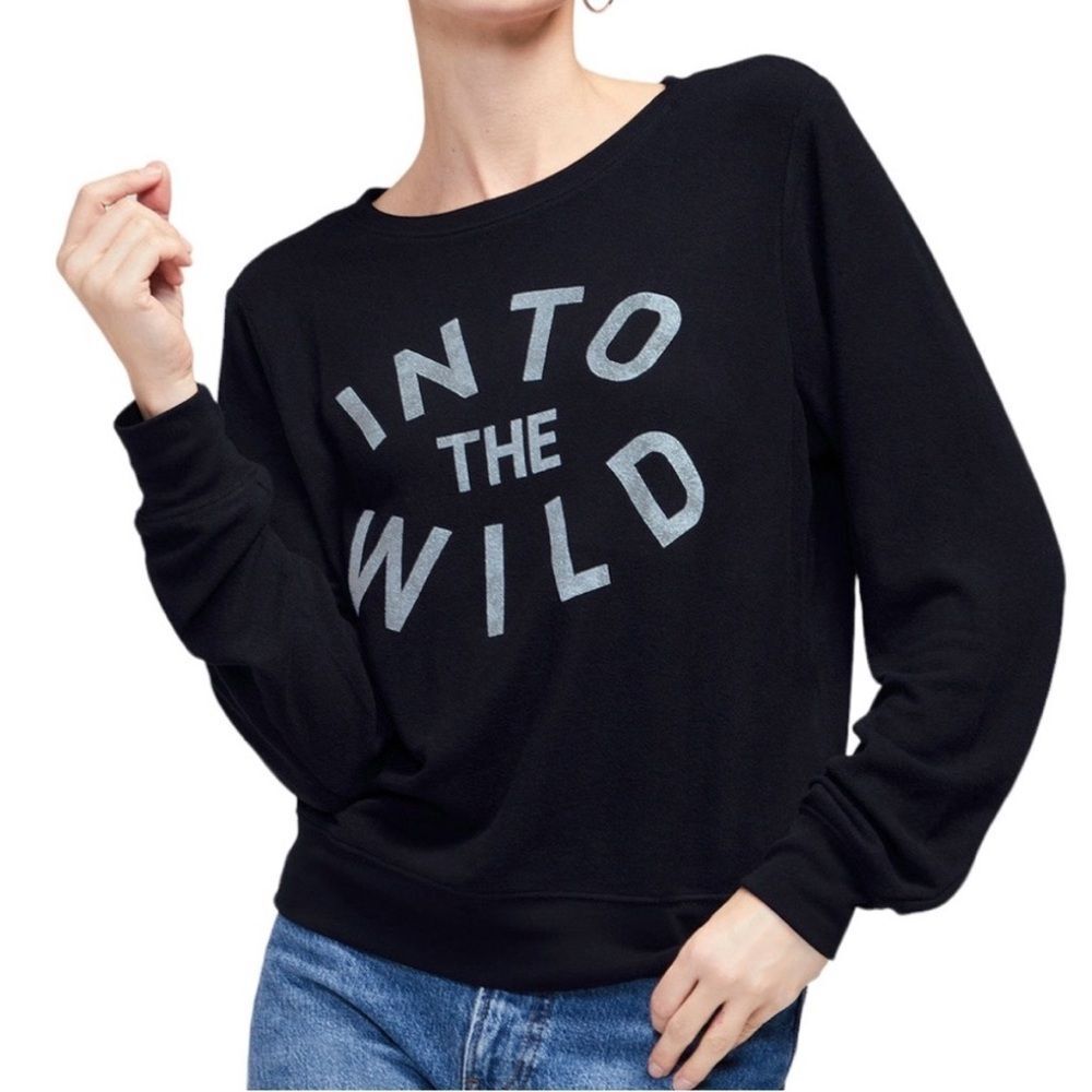 Wildfox “Into The Wild” Baggy Beach Jumper Lightweight Sweater in Jet Black